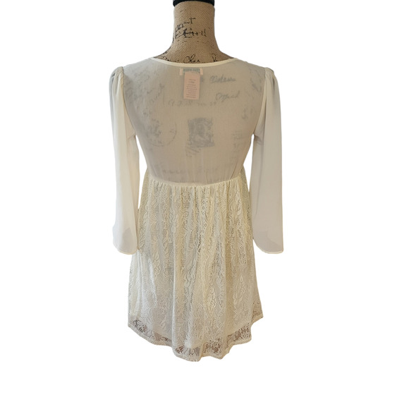 Flying tomato embroidered cream colored midi dress with long sleeves, size xs - Picture 2 of 6
